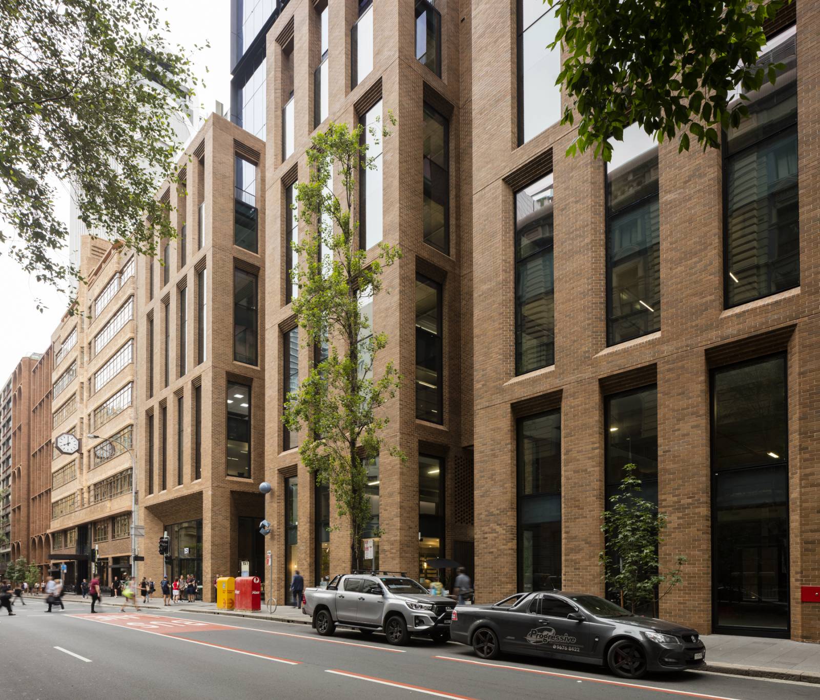 Connecting cities through designing activated ground planes - Barrack Place facade