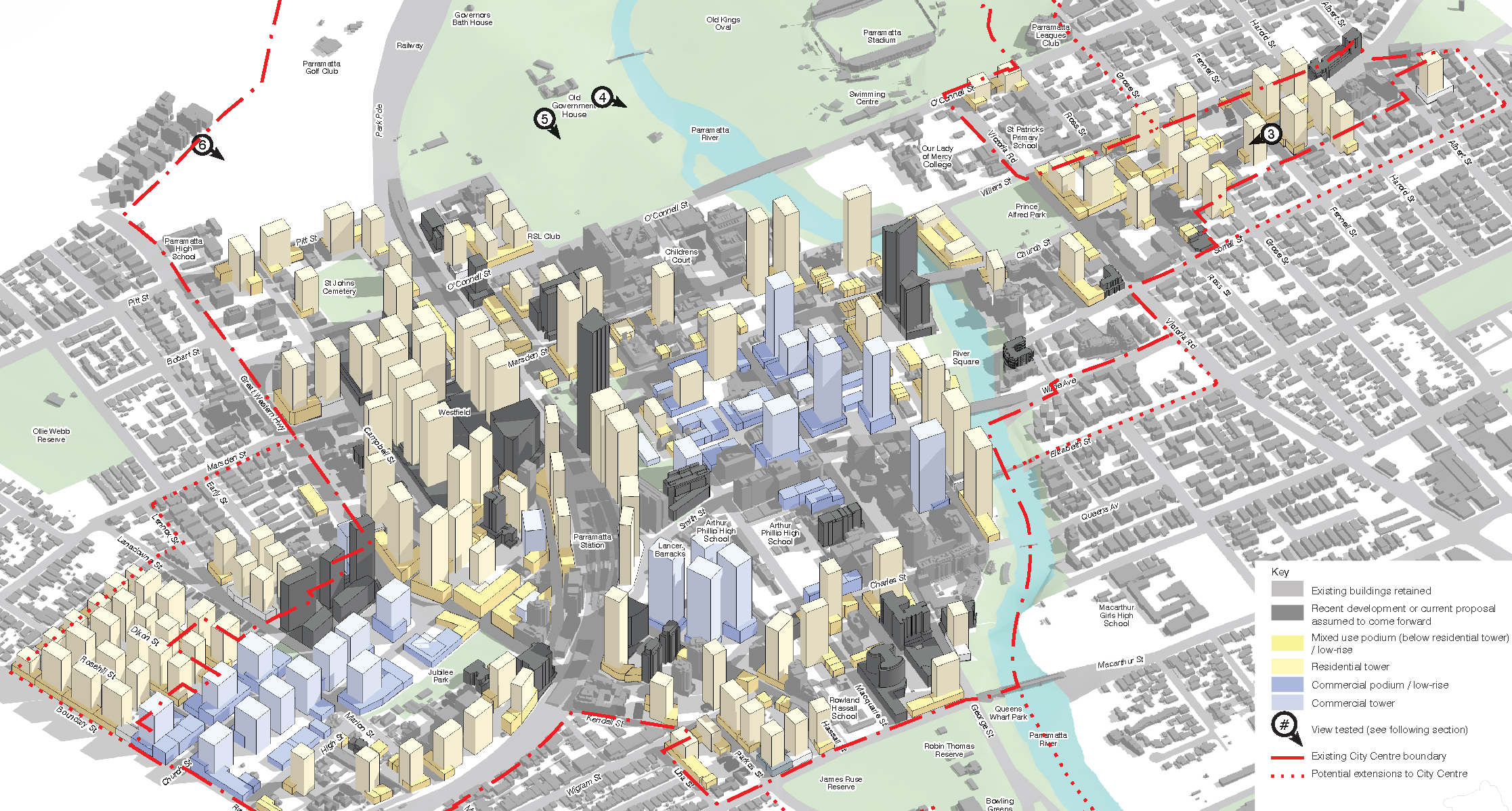Urban planning for skinny towers - Parramatta City Centre Planning Framework.
