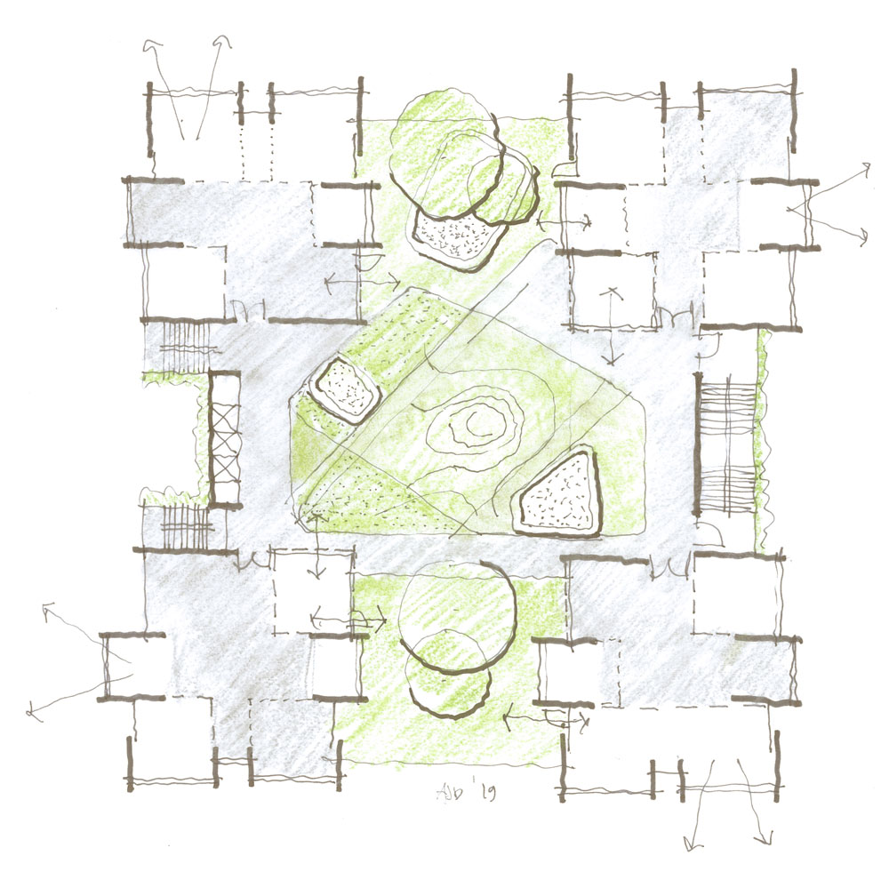 New school design - courtyard sketch